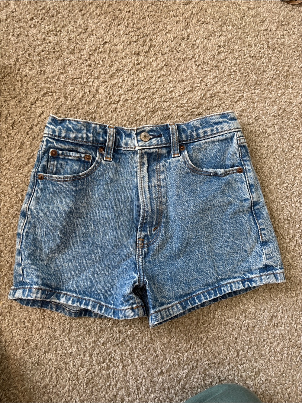 Abercrombie & Fitch Light Blue High-Rise Mom Shorts